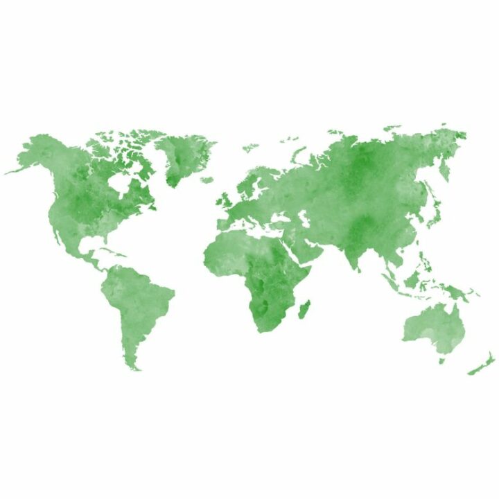 Фреска с наклейками - Aquarelle mappemonde (vert) | wall-art.fr
