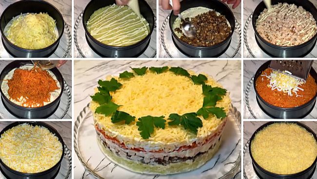 20 очень вкусных салатов с мясом и грибами рецепт