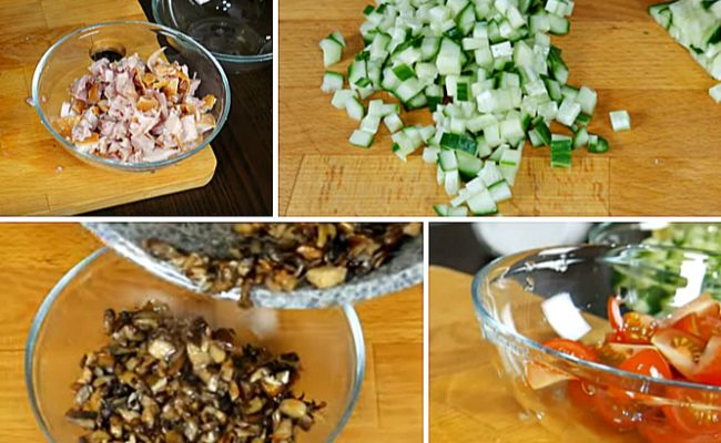 20 очень вкусных салатов с мясом и грибами рецепт