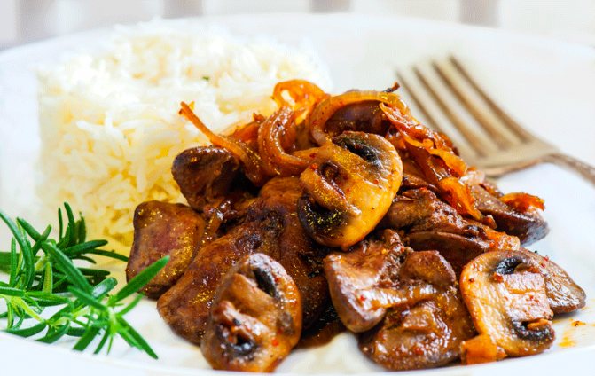 Куриная печень с грибами - вкусно, просто и очень полезно