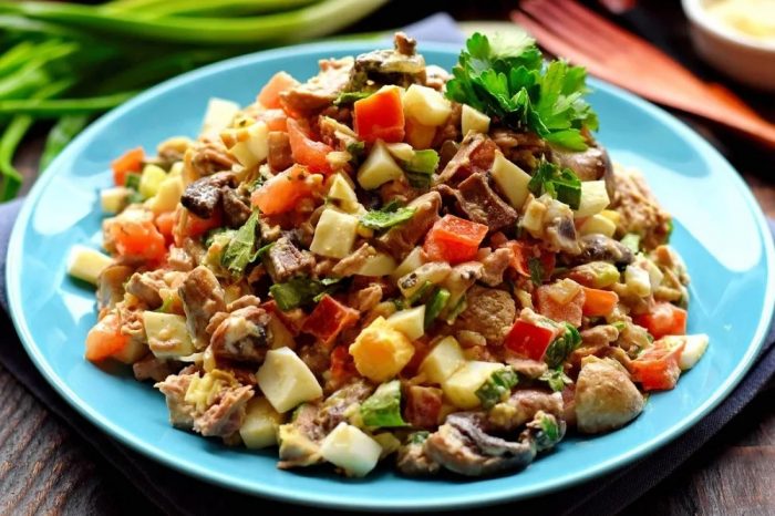 20 очень вкусных салатов с мясом и грибами рецепт