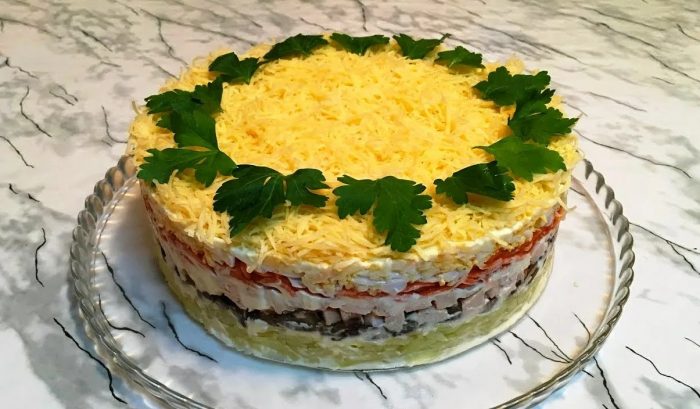 20 очень вкусных салатов с мясом и грибами рецепт