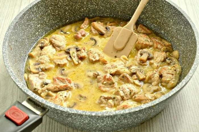 Как вкусно пожарить мясо с шампиньонами на сковороде