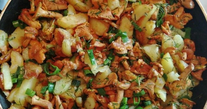 Как пожарить лисички с картошкой и луком на сковороде