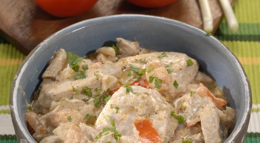 Тушеная свиная корейка с грибами, step -by -step recipe with photo