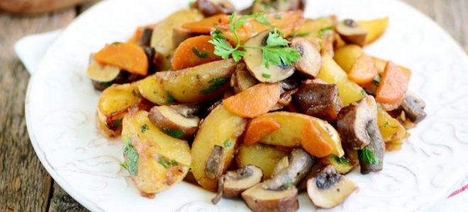 Маринованный картофель и грибы в мультиварке-скороварке