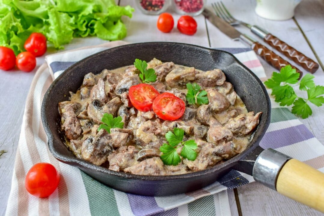 Куриная печень с грибами рецепт с пошаговыми фото и видео - 1000.menu