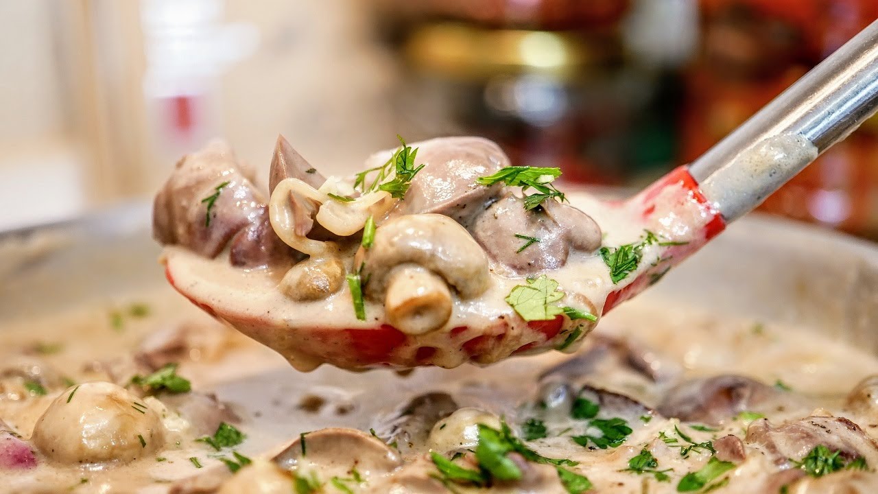Куриная печень с грибами - вкусно, просто и очень полезно - собираем грибы