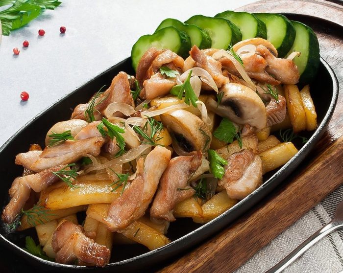 Блюда из курицы с вешенками