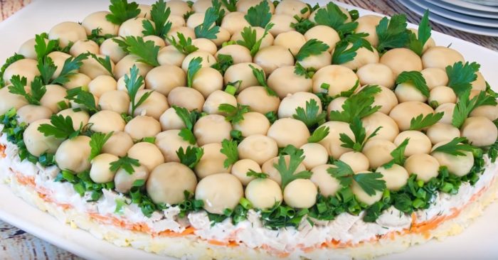15 рецептов салата грибная полянка с шампиньонами