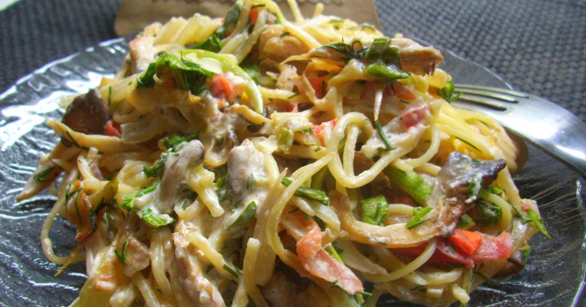 Паста с вешенками: в сливочном соусе, с курицей, в соусе для спагетти