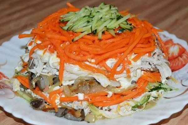 Салат 'Восторг' с грибами и морковью, рецепт с фото - Vkuso.ru