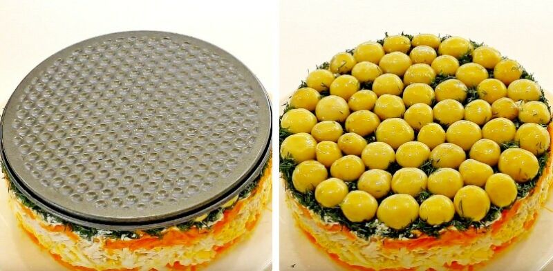 салат с курицей и грибами