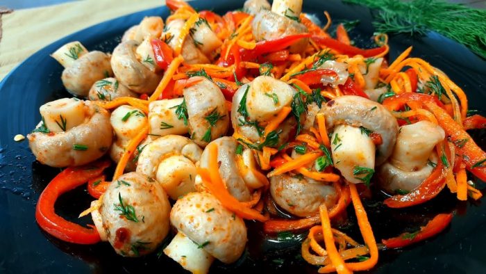 Как вкусно и быстро замариновать шампиньоны по-корейски в домашних условиях