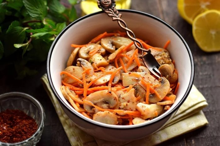 Как вкусно и быстро замариновать шампиньоны по-корейски в домашних условиях