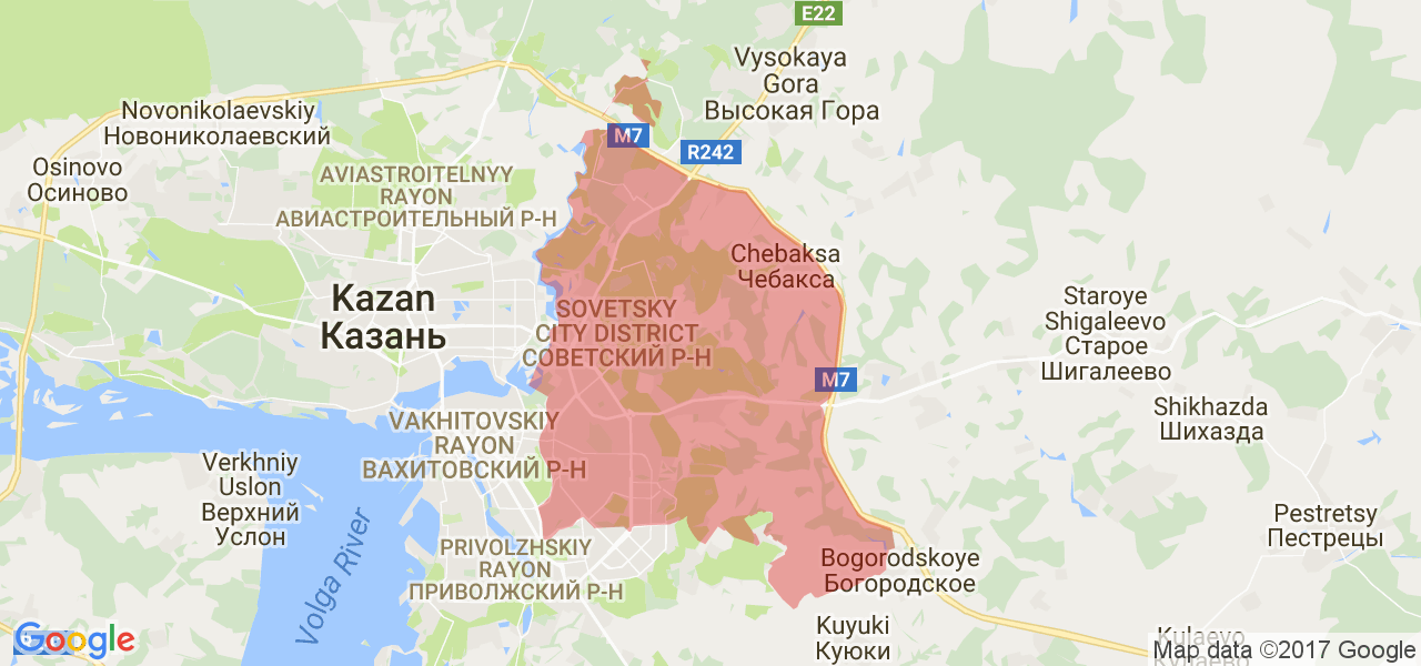 Карта Советского района Казани с границами