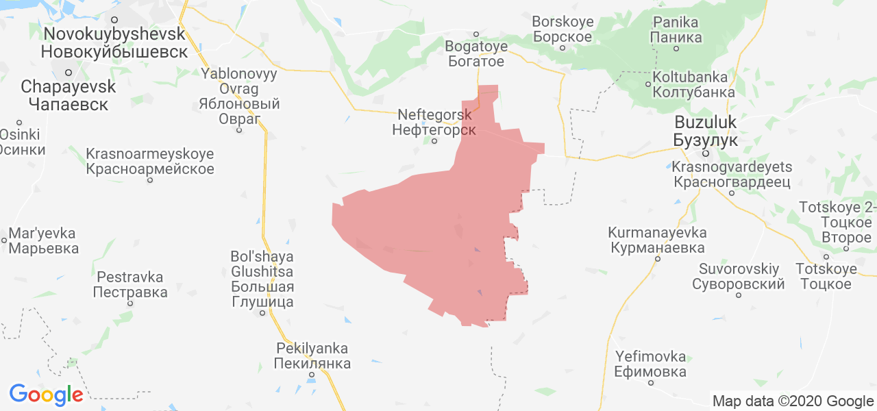 Карта Алексеевского района Самарской области с границами