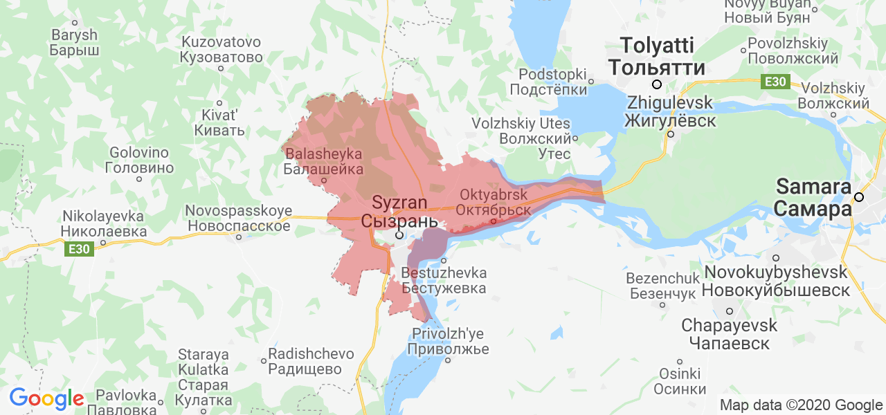 Карта Сызранского района Самарской области с границами