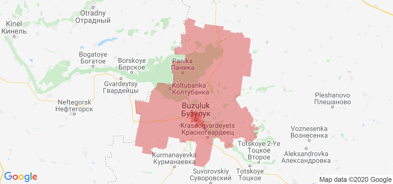 Карта Бузулукского района Оренбургской области с границами