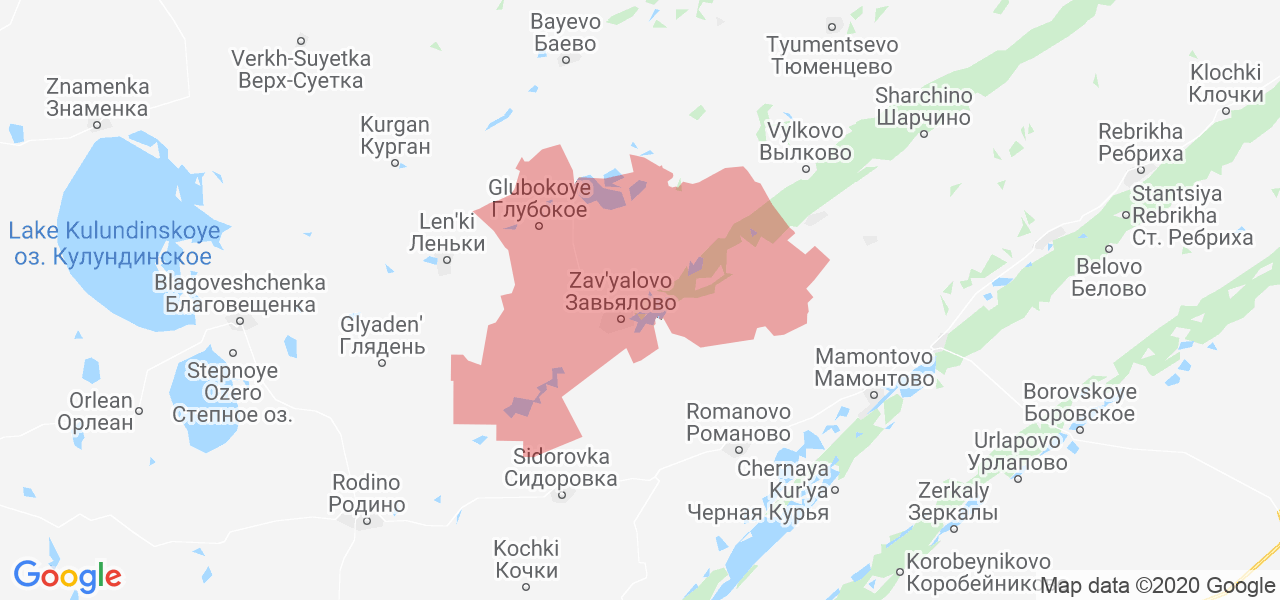 Карта Завьяловского района Алтайского края с границами